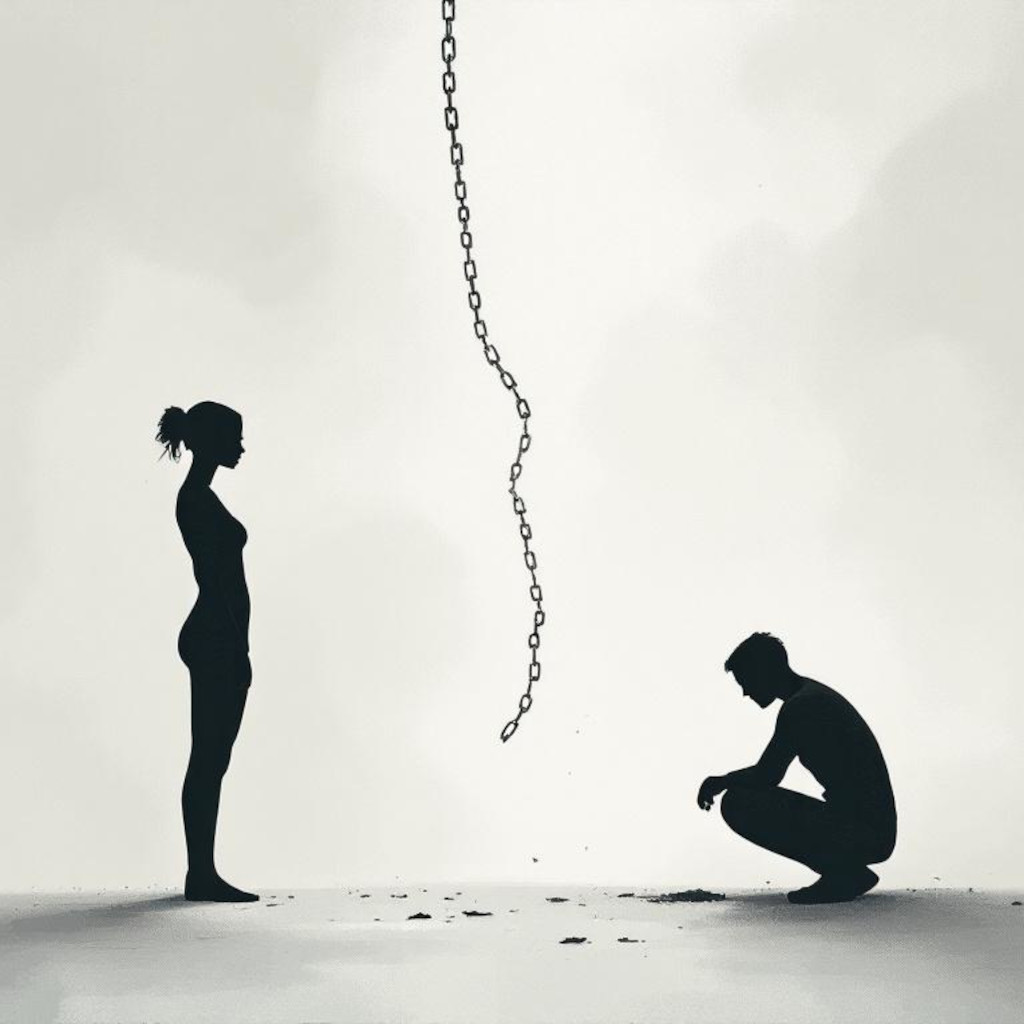 Couple séparé par une chaine